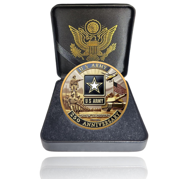 Army 250th Anniversary Coin – Navy 250th Anniversary Coin – Army Challenge Coin – USMC 250th Commemorative Double-Sided Marine Corps Challenge Coin with Metal Gift Box – 1.57" Display