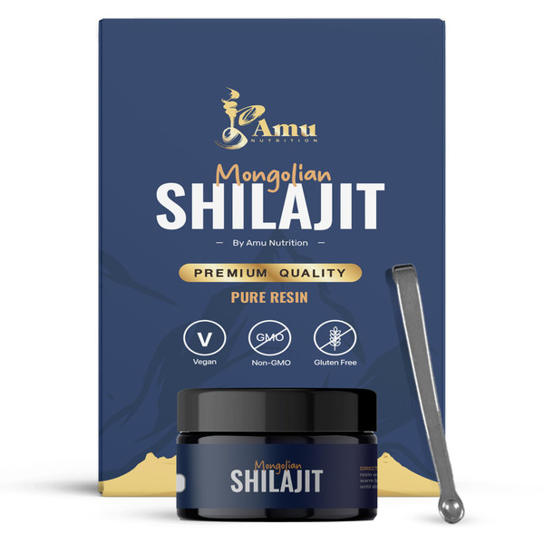AMU NUTRITION Pure Mongolian Shilajit for Men and Women - Harvested from Mongolia - Natural Source of Fulvic Acid Trace Minerals (20 GRAM)