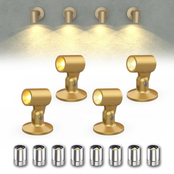 Suzeyar Miniature LED Lamp,Tiny Spot Lights with Magnet Base,Battery Operated LED Lights,Wireless Miniature Spot Light for Artwork Painting,Dollhouse Lighting,DIY Hand Craft and Diorama (Golden)