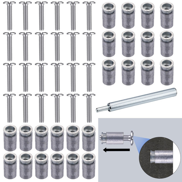 MorningRo 49 Piece Kit - Hurricane Shutter Hardware Hurricane Sidewalk Bolt Kit 18-8 Hardware Stainless Steel Bolt Combo with Masonry Anchors & Set Tool for Masonry Walls(1/4-20 x 1-1/4 Inch)