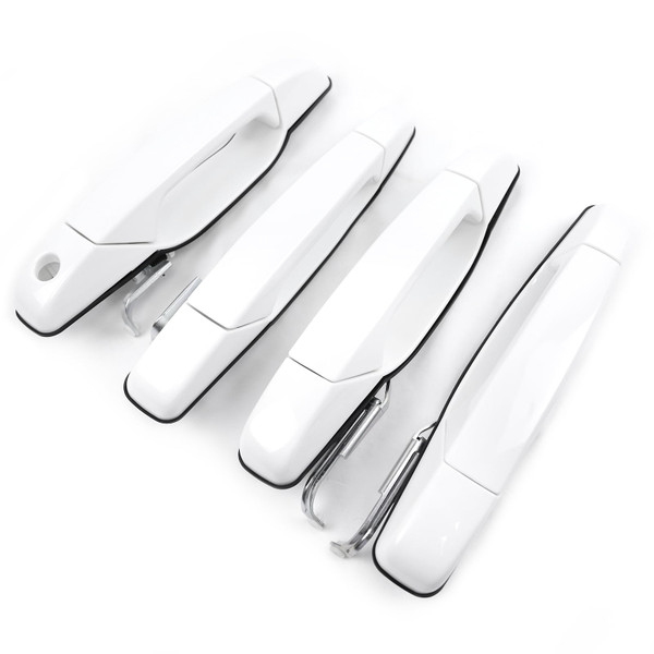 White Exterior Door Handle 4 PCS Front Rear Driver Passenger Compatible with 2007-2014 Cadillac Escalade Chevy Avalanche Silverado Suburban GMC Sierra Yukon Replace OE 22738722 22738721 20828258