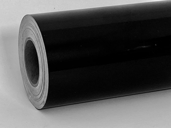 Colored Glossy Vinyl Tape, with Self-Adhesive (8 inch x 25 ft, Black)