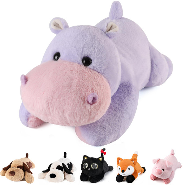 meowtastic Hippo Weighted Stuffed Animals - 12 Inch 1.0 Pounds Weighted Plush Hippo Stuffed Animals - Small Toys Pillow - Cute Plush Toys Gifts for Kids & Adults (12" 1.0 lbs)