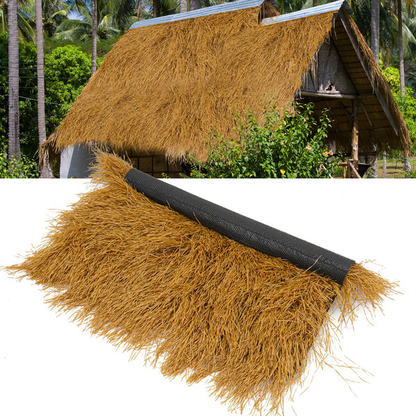 Thatch Grass Roof Mexican Straw Roll, 19.7ft x 19.7in Artificial Fireproof Synthetic Roof Thatch Duck Blind Grass, Thatch Roofing Decor Palm for Tiki Bar Garden Patio Umbrella Covers Beach Christmas