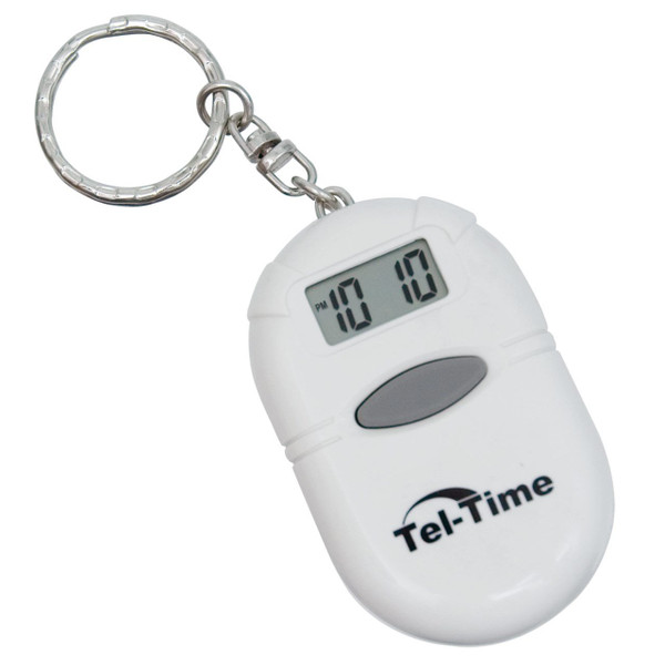 Oval Talking Alarm Clock Keychain - White