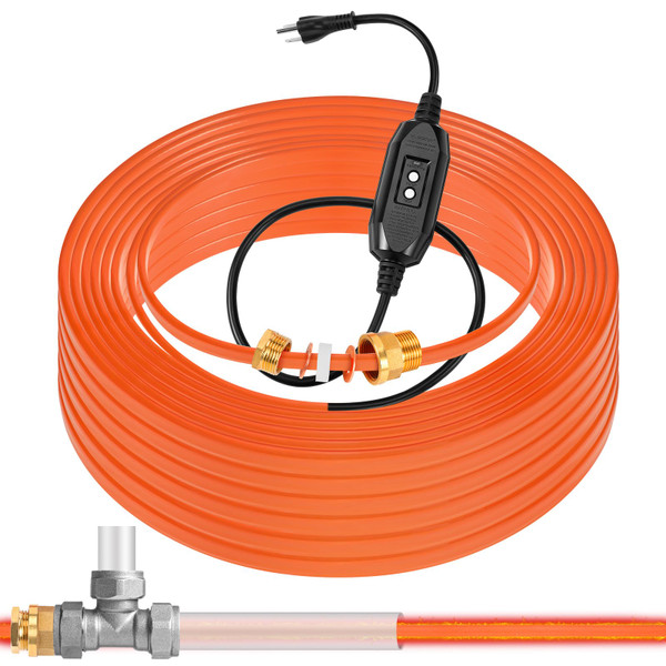 Relaxweex 50 Ft In Pipe Heating Cable Prevents from Freezing, Internal Self Regulating Heat Trace Cable for Safe Drinking Water, 3/4 NPT Fitting, 120 V, 3 W/FT