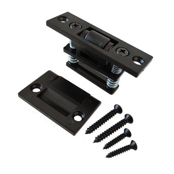 Langdoly Door Ball Catch Heavy Duty Solid Silent Door Roller Catch with Adjustable Square Strike-Satin Black-Pack of 1
