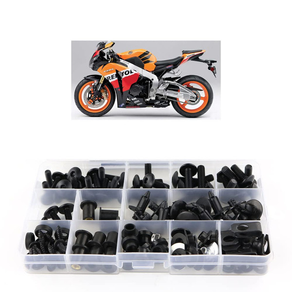 Xitomer Full Sets Fairing Bolts Kits, Fit for CBR1000RR 2008 2009 2010 2011 2012 2013 2014 2015 2016, Mounting Kits/Nuts/Washers/Clips/Fastenings/Grommets (Matte Black)