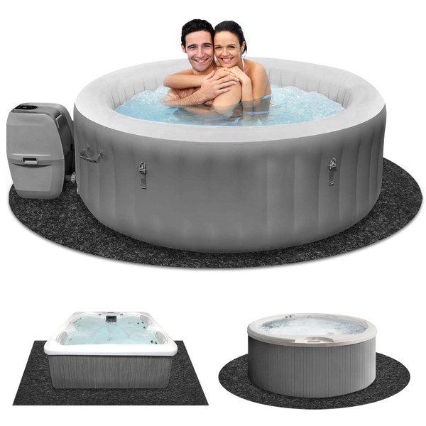 GQFOWE 80 Inch Round Inflatable Hot Tub Protector Mat, Extra Large Hot Tub Pad for Above Ground Pool & Indoor Flooring Protection