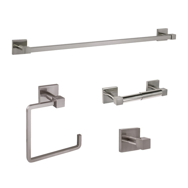Design House 188532 Karsen 4-Piece Bathroom Accessory Kit, Satin Nickel