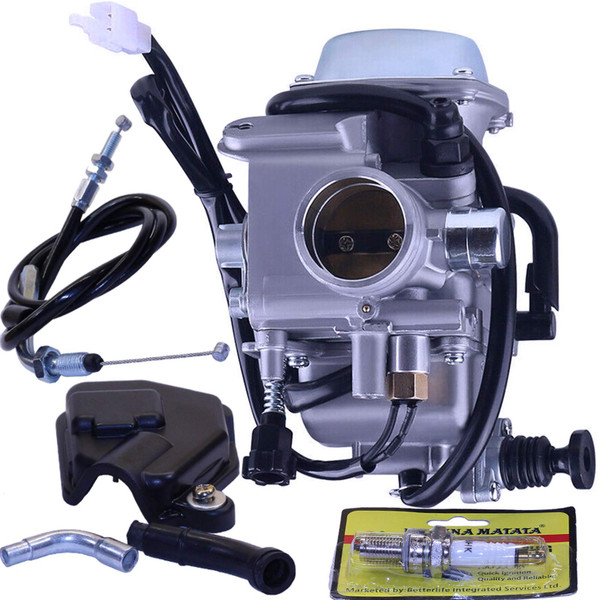 GLENPARTS Replacement Carburetor Compatible with Honda 250 ATC250SX 1985 1986 1987 ATV ATC 250 Carb OEM 16100-HA6-033 with Throttle Base Cover, Screw, Spark Plug, Throttle Cover