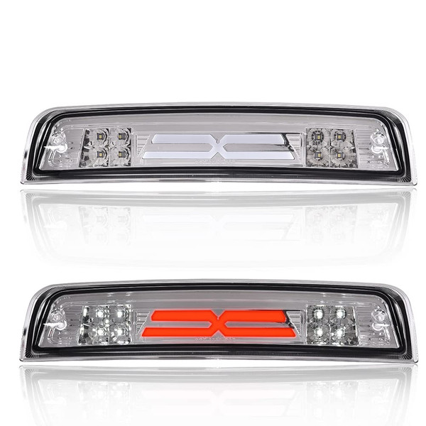 CROSSDESIGN 3D LED Bar 3rd Brake Light X Type Compatible with 2009-2017 Dodge Ram 1500 2500 3500 High Mount Stop Light Rear Tail Cargo Lamps Clear Lens Chrome Housing