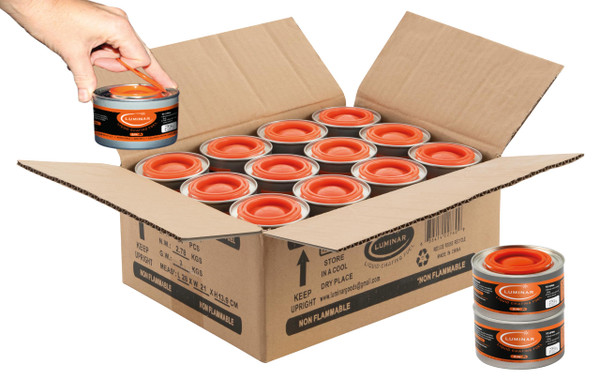 Luminar Resealable-Wick Chafing Fuel Cans, 24 Pack, 2 Hour - Premium Quality Burners for Food Warmers - No More Spills, Waste, or Hassle - Perfect for Convenient, and Long-Lasting Event Catering