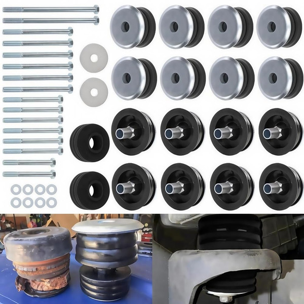 G-PLUS Body Mount Bushing Kit Compatible with Ford F250 F350 Super Duty 2WD and 4WD 2008-2016 Body Cab Mounts & Steel Sleeves & Hardware KF04060BK Black