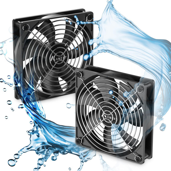 ANEXT, 120mm 12V DC Fans, Moisture-Proof Fan 2 Packs, 3000 RPM High Speed, 3 Wires 3-Pins Waterproof Fan, for RV Refrigerator