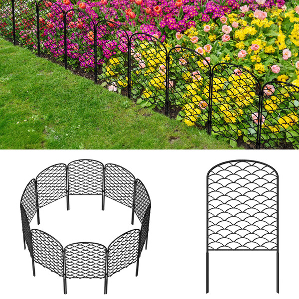 Skcoipsra Decorative Garden Fence 20 Pack, 24in(H) x 21ft(L) Animal Barrier Fence, Rustproof Metal Fencing for Yard, Dog Rabbits Wire Section Garden Edging Border for Yard Patio Garden, Arched