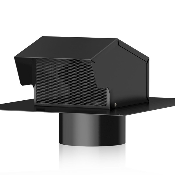 Hon&Guan 10 Inch Roof Exhaust Vent Cap - Heavy Duty Galvanized Steel Roof Vents for Houses, with Damper, for Home Ventilation System - Black