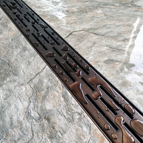 Neodrain 24-in Rectangular Linear Shower Drain with Brickwork Pattern Grate, 304 Stainless Steel Bathroom Floor Drain,Antique Copper Finish,Shower Floor Drain