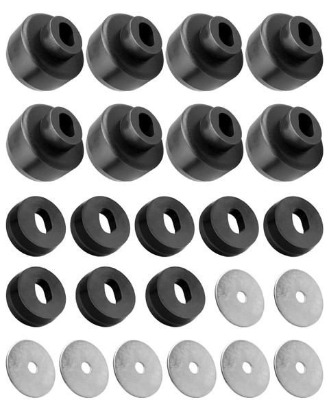 Body Mount Bushing Kit Fit for Chevy Silverado 1500 2500 2WD 4WD GMC Sierra 1999-2014 Replace 7-141, Black, 24Pcs