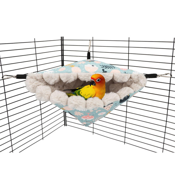 Wontee Bird Nest House Winter Warm Hanging Hammock Bird Bed Snuggle Hut for Parakeets Budgies Caique Conures Cockatiels (Large, Blue)