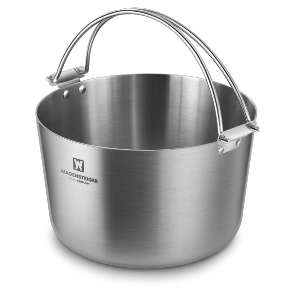 SUS304 3-Ply Stainless Steel Camping Pot, Outdoor Cooking Pot, Camping Stockpot, Hanging Stockpot, Campfire Pot with Handles, Great for Home & Outdoor Cooking 6.25 quarts (9.45inch D X 5.71inch H)