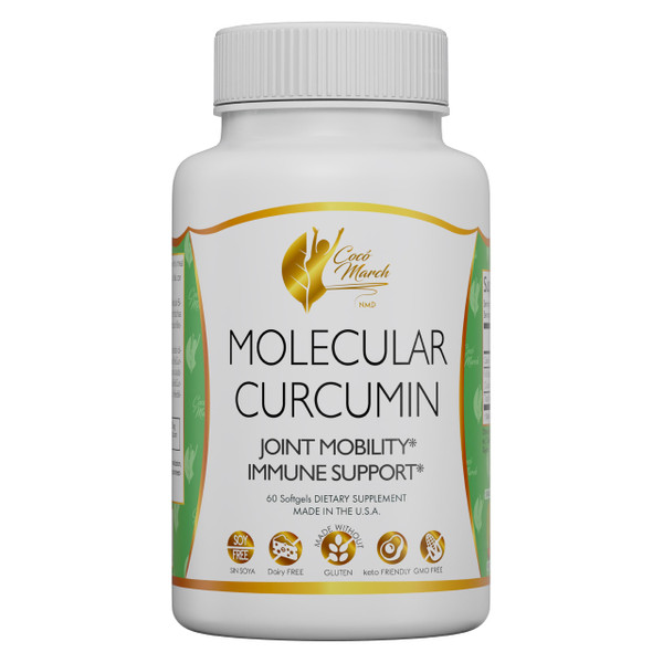 Cocó March N.M.D. Molecular Curcumin – 180x Higher Absorption Curcumin with Turmeric Extract – Joint Health, Mobility & Immune Support – Gluten Free, Dairy Free, Soy Free, Keto Friendly – 60 Softgels