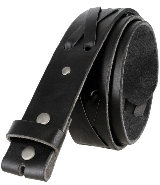 TB105 Western X-Laced Genuine Full Grain Leather Belt Strap with Snaps on 1-3/4"(45mm) Wide (BLK,40)
