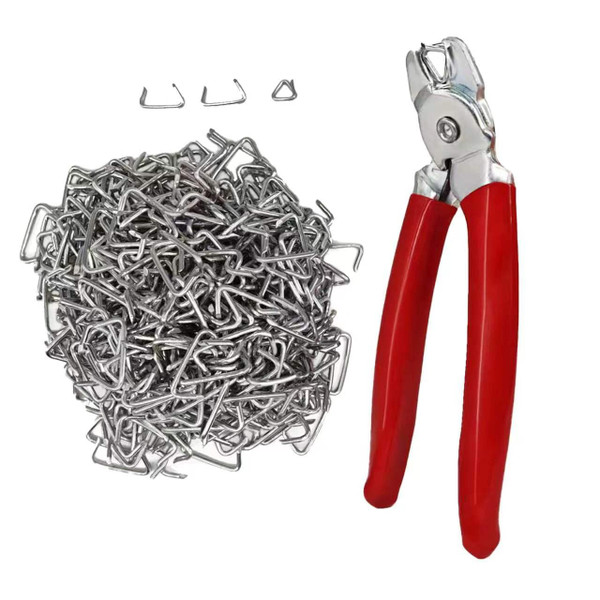 DAYSLIVES Hog Ring Pliers Angled & 500 Galvanized Hog Rings, Professional Upholstery Installation Kit