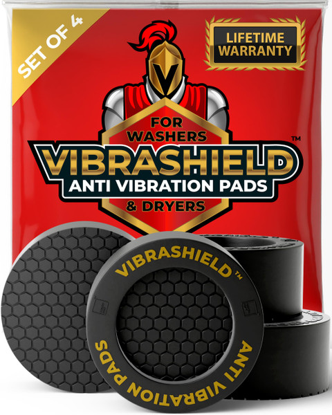 Anti Vibration Pads for Washing Machine with HexaGrip - Stops Washer Dryer Moving, Walking - Prevents Noise, Vibration Transfer - Rubber Antivibration Stabilizer Support Feet Mat - VIBRASHIELD 4 Pack Anti Vibration Pads for Washing Machine with HexaGrip - Stops Washer Dryer Moving, Walking - Prevents Noise, Vibration Transfer - Rubber Antivibration Stabilizer Support Feet Mat - VIBRASHIELD 4 Pack
