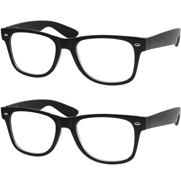 Yogo Vision Magnifying Glasses for Reading, High Magnification One Power Magnifier Readers 2 Pack: Black Frame 7