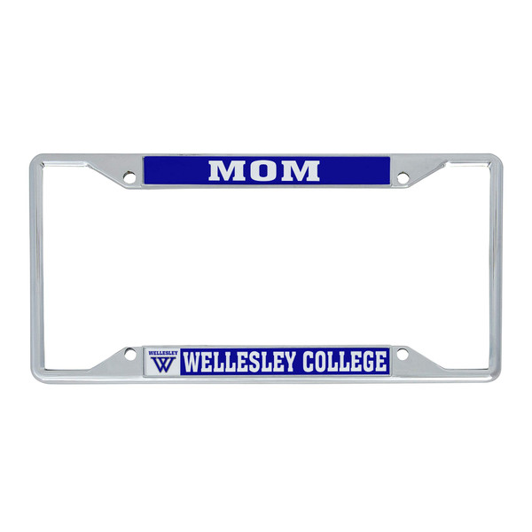 Desert Cactus Wellesley College Car Accessories Blue Metal License Plate Frame and Tag Holder for Front or Rear of Car (Mom)