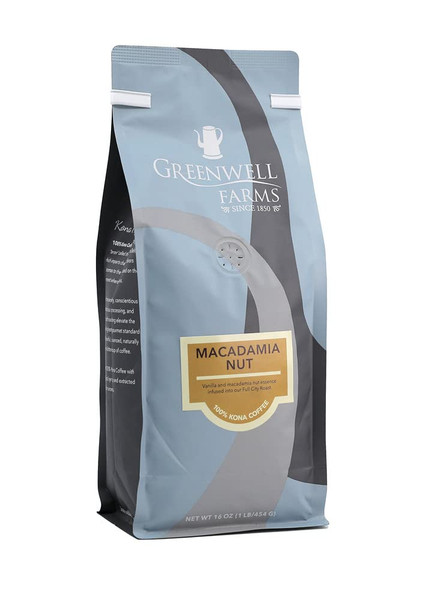 Greenwell Farms 100% Hawaiian Kona Coffee - Macadamia Nut Flavor, Ground, 16oz
