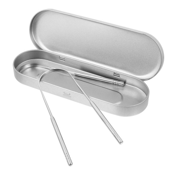 PACKOVE 2pcs Tongue Scraper Stainless Steel Tongue Cleaner Oral Scraper Tool Oral Hygiene Kit Easy to Use Travel