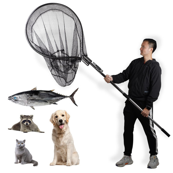Smarkey Dog Catch Net Pole, Animal Catching Net, Wildlife Control Tool, Large Fish Landing Net for Chicken Raccoon Duck Goose Bird Skunk Bat Raccoon Guinea Fowl Feral Cat Pigeon Tuna Goat - Heavy Duty