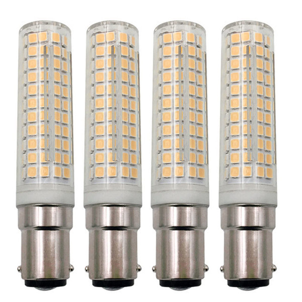 Lxcom Lighting BA15D LED Corn Bulb Dimmable 15W Double Contact Bayonet Base 136 LEDs 2835 SMD 120W Equivalent JD Type T3/T4 Halogen Bulbs Warm White 3000K for Sewing Machine Lamp Ceiling Fans, 4 Pack