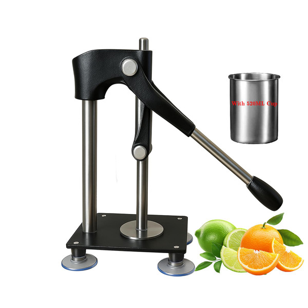 Dsyisvia Black Heavy Duty Hand Juicer Press,Metal Lemon Squeezer with 520ML Stainless Steel Cup for Efficient Citrus Juicing,Nut Press Machine