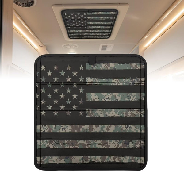 Darisoco American Flag RV Skylight Cover with Reflective Surface Magnetic Universal Camper Skylight Shade for Vent Inside Camper Trailer RV Vent UV Rays Protection