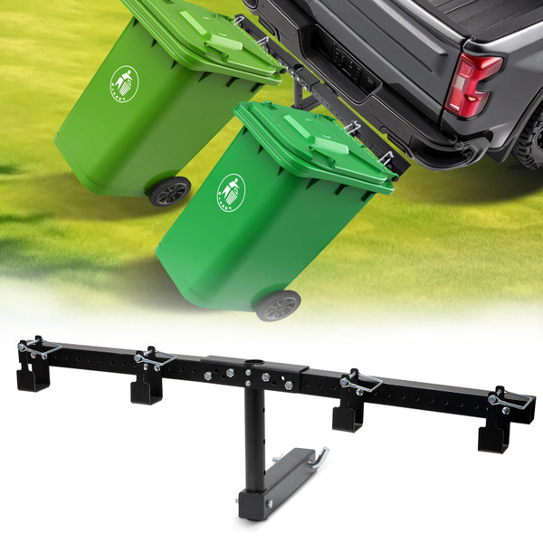Trash Can Hauler for Double Can, Adjustable Wheeled Garbage Trash Can Hitch, Suitable for UTV/ATV/Lawn Tractors/Truck/Cars/Trailer with 2" Receiver