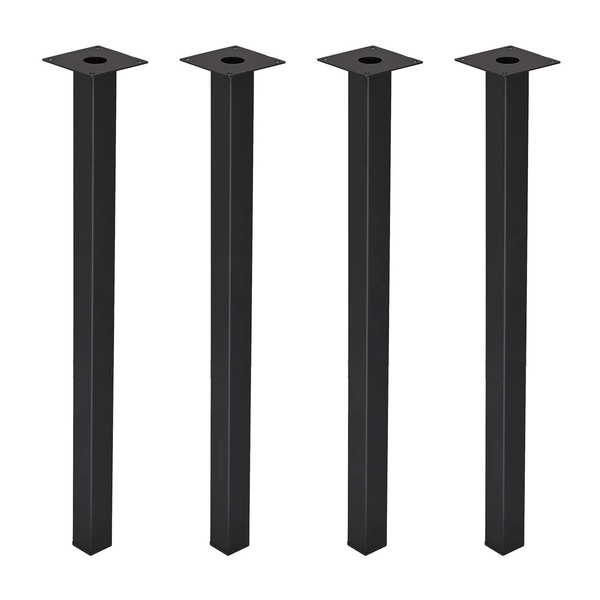 RokiaTek 28 Inches Steel Desk Table Legs - 4 Pack Metal Furniture Legs for Dining, Console Tables, Plant Stands - Heavy Duty, DIY, Matte Black