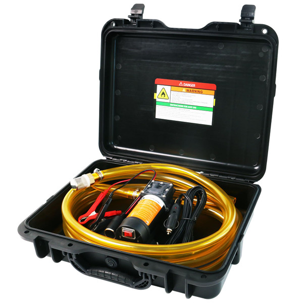 Steauty 12V Fuel Transfer Pump Set, Moves Up to 120 Gallons of Gas or Diesel Per Hour with 80W DC Motor & Upgraded Carrying Case for Vehicles, Boats, Equipment, Gasoline, Diesel (80W RPro Kit)