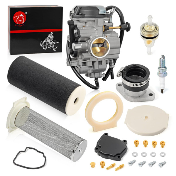 WOLVERINE 350 Carburetor Carb and Air Filter & Guide & END CAP Kit Intake Manifold Boot 1996-2005 For Yamaha YFM350FX Carb