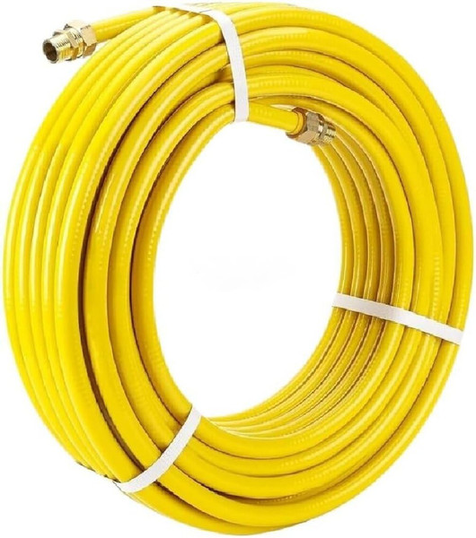 100FT Standard 3/4'' Fexible Propane Gas Line Hose, 3/4in Corrugated Stainless Steel Tubing Pipe, Natural Gas Line Propane Pipe Conversion Kit Grill Hose with 2 Male Adapter Fittings