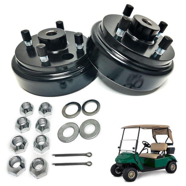 Golf Cart Brake Drum Assembly Kit Compatible with EZGO TXT 1982-up Electric and 1982-1993 2-Cycle Gas Style, Rear Brake Hub with 24 Splines Replaces 19186G1P - 2 Pack