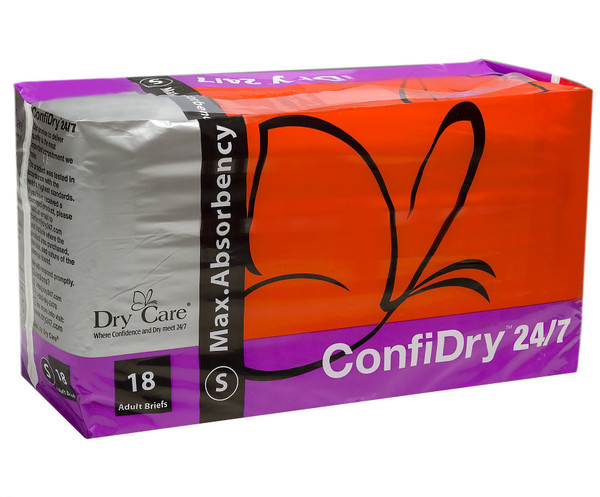 ConfiDry 24/7 Dry Care Max Absorbency Adult Brief Diapers, Small, 18 Count