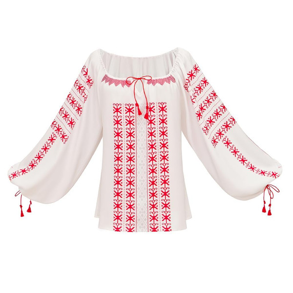 Indiana Jones Marion Ravenwood Cosplay Costume Long Puff Sleeve Top Halloween Costume for Women (L/XL)