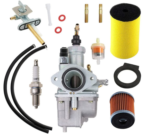 CDZWJ 250 Carburetor+14451-00-00Air Filter +HF143 Oil Filter+Fuel Gas Petcock Compatible with 1992-2000 Yamaha Timberwolf YFB 250 YFB250FW YFB250FWL Yamaha Moto 4