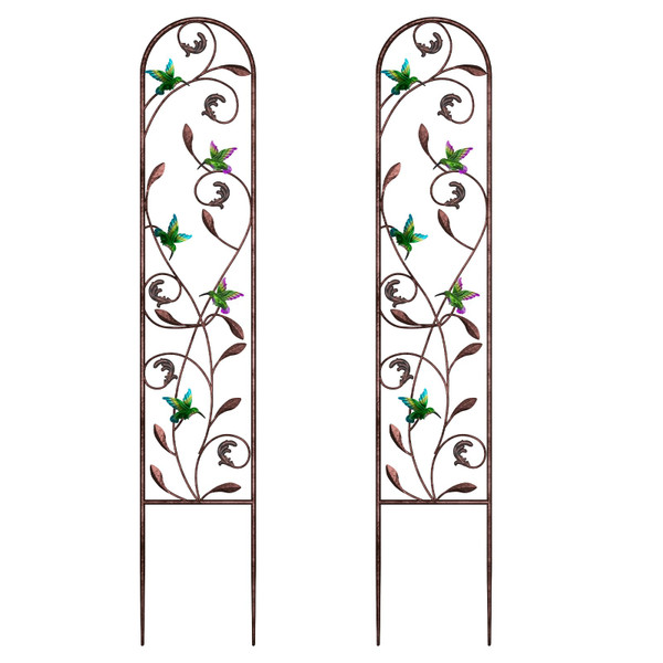 aboxoo Set of 2 Packs Hummingbird Metal Garden Trellis for Climbing Plants,Outdoor Decorative Flowers Arch Fence Trellis for Outdoor Patio,Garden,Lawn,Yard,Backyard,Wall Brackets,60'' H x 11'' W
