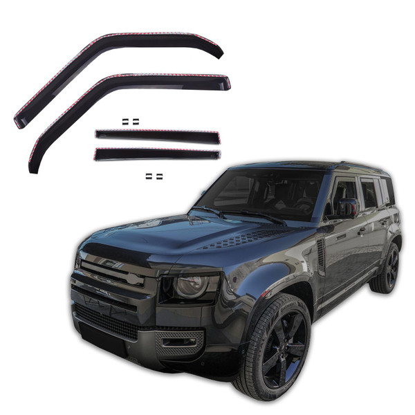 in Channel Rain Guards for Car Windows 2020-2025 Land Rover Defender (110, 130), Durable Window Vent Visors Deflectors, Custom Fit, All Weather 4 pcs.