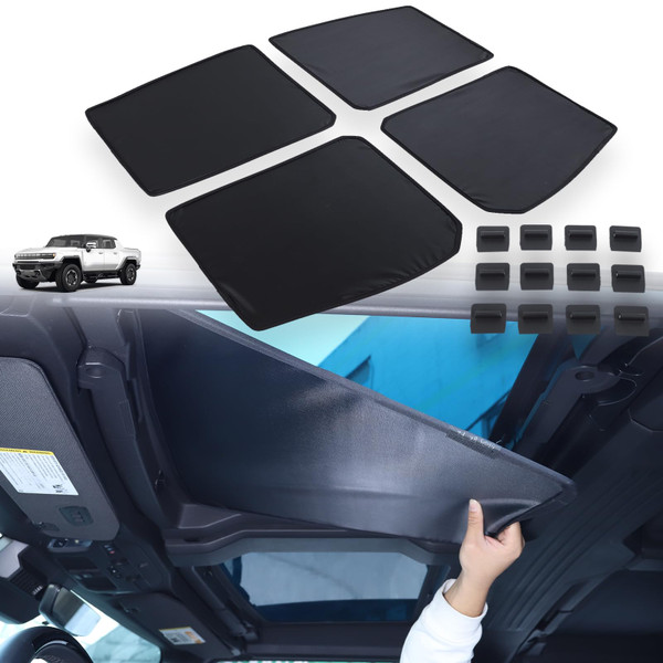 Sunroofs Shade Compatible with 2022 2023 2024 2025 2026 Hummer EV Accessories SUV/Pickup Truck 4PCS Hardtop Windshield Glass Sunshade Insulation Heat Visor Blocks UV Foldable Storage-1763112090