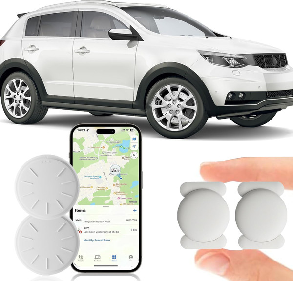 ZITTZ Hidden Car Tracking Device No Subscription,Real Time GPS Tracker for Vehicles Work with Apple Find My(iOS Only),Hidden Car GPS Tracker with Magnetic Case (White,2PCS)